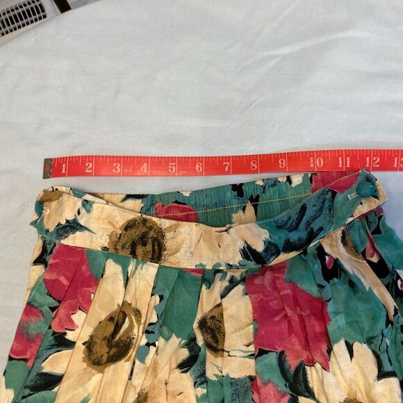 90s Petite Sophisticate Skirt Vintage All Over Print Sunflower Floral Boho Midi - Picture 4 of 7